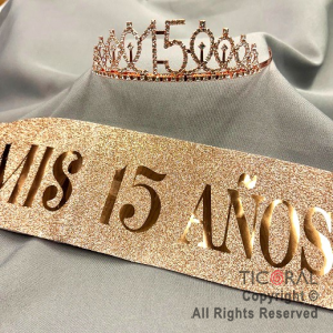 SET VINCHA Y BANDA 15 A�OS ROSA GOLD X 1